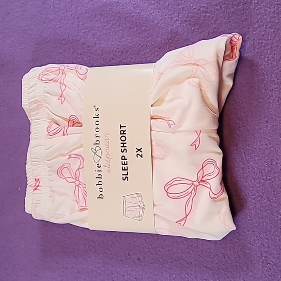 0733. NWTs ~ Bobbie Brooks Sleepwear ~ So Comfy ~ Slumber Party ~ Pink Bows - Picture 1 of 7